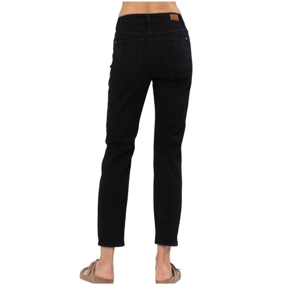 NWT Judy Blue High Waist Destroyed Boyfriend Fit Black Jeans Women's Size 0/24 - Picture 2 of 7